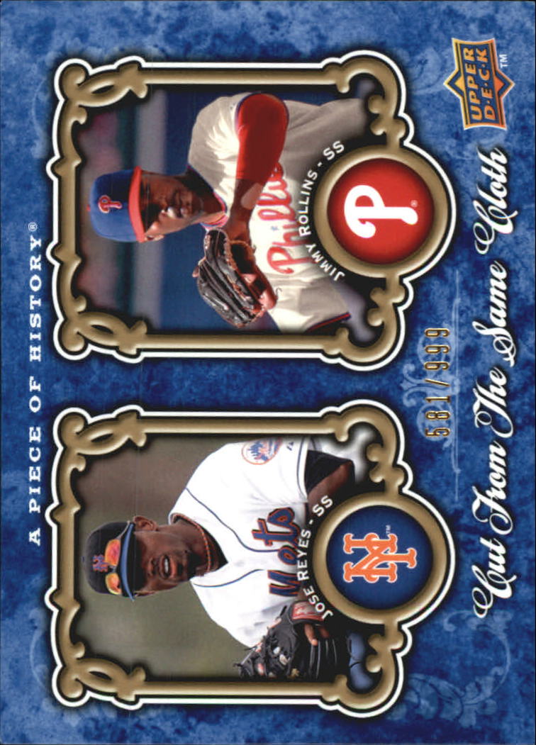 2009 UD A Piece of History Cut From The Same Cloth #CSCRR Jose Reyes/Jimmy Rollins