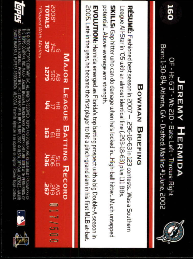 2009 Bowman Baseball "Main Set Blue" Parallel Cards - Picture 27 of 39