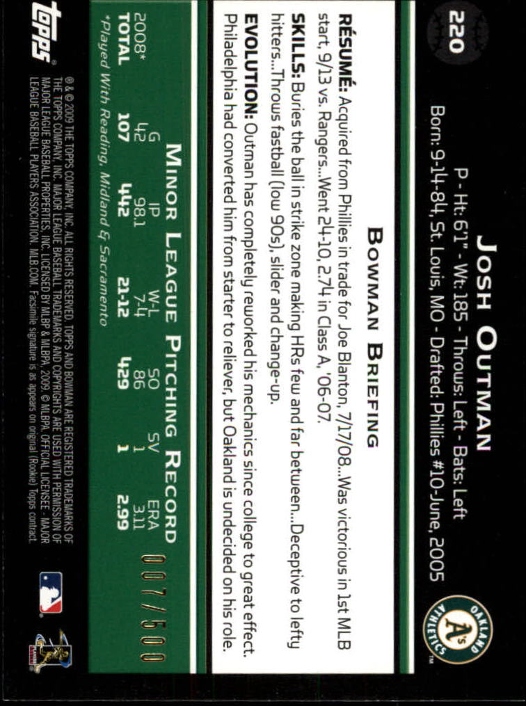 2009 Bowman Baseball "Main Set Blue" Parallel Cards - Picture 7 of 39