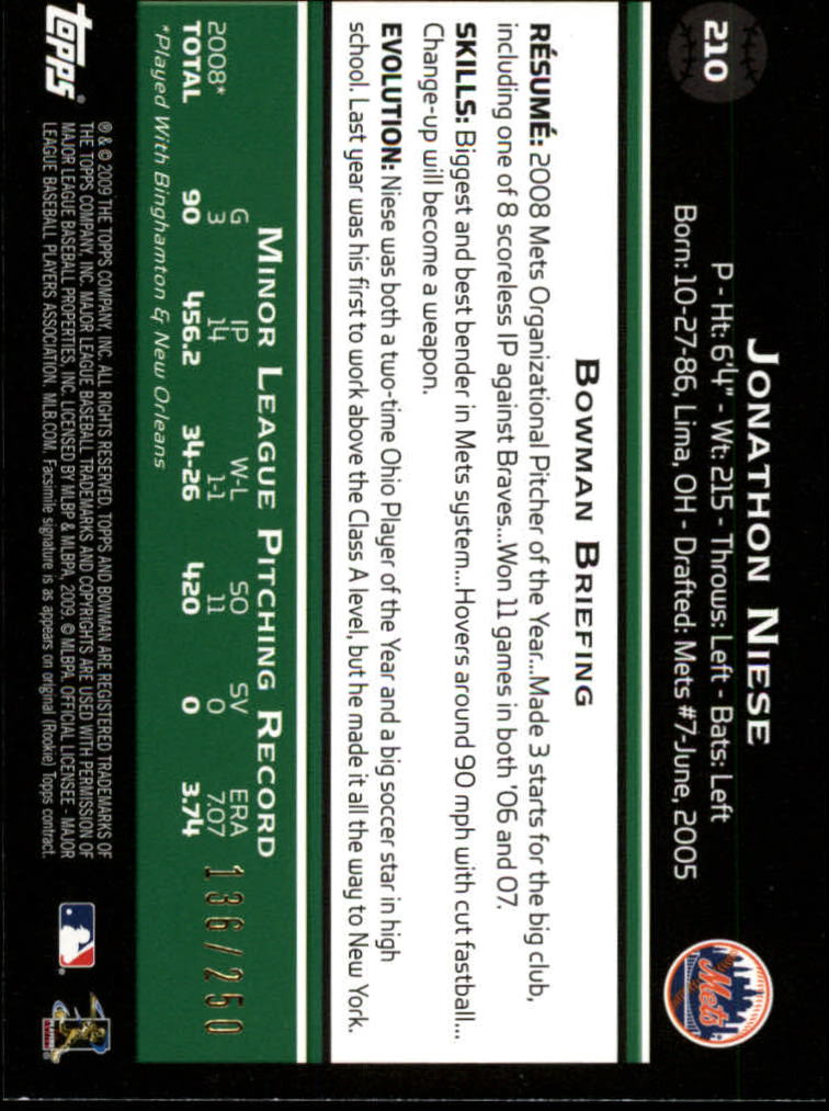 Carte parallele Bowman Baseball 2009 "Main Set Orange" - Foto 5 di 15