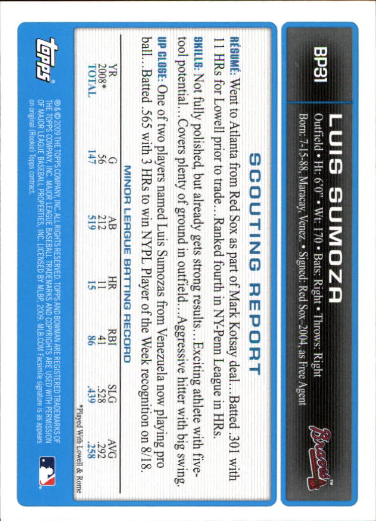 2009 Bowman Baseball "Prospects" Insert Cards #BP1 to #BP90 - Picture 60 of 178