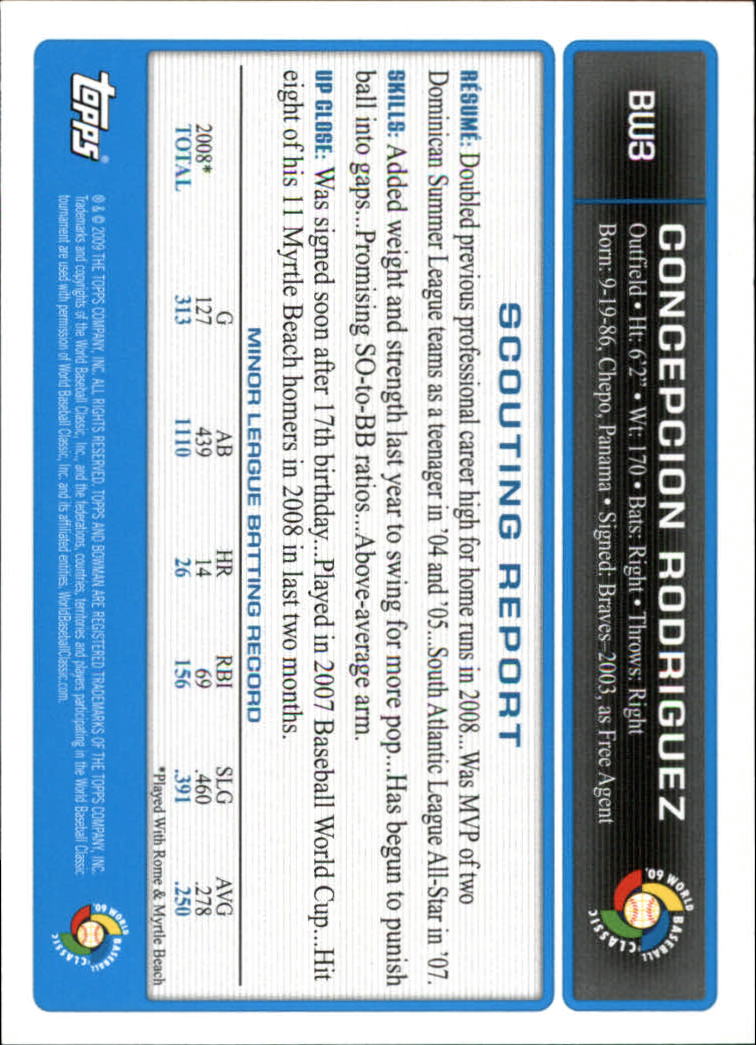 2009 Bowman Baseball "WBC Prospects" Insert Cards #BW1 to #BW20 - Picture 7 of 41