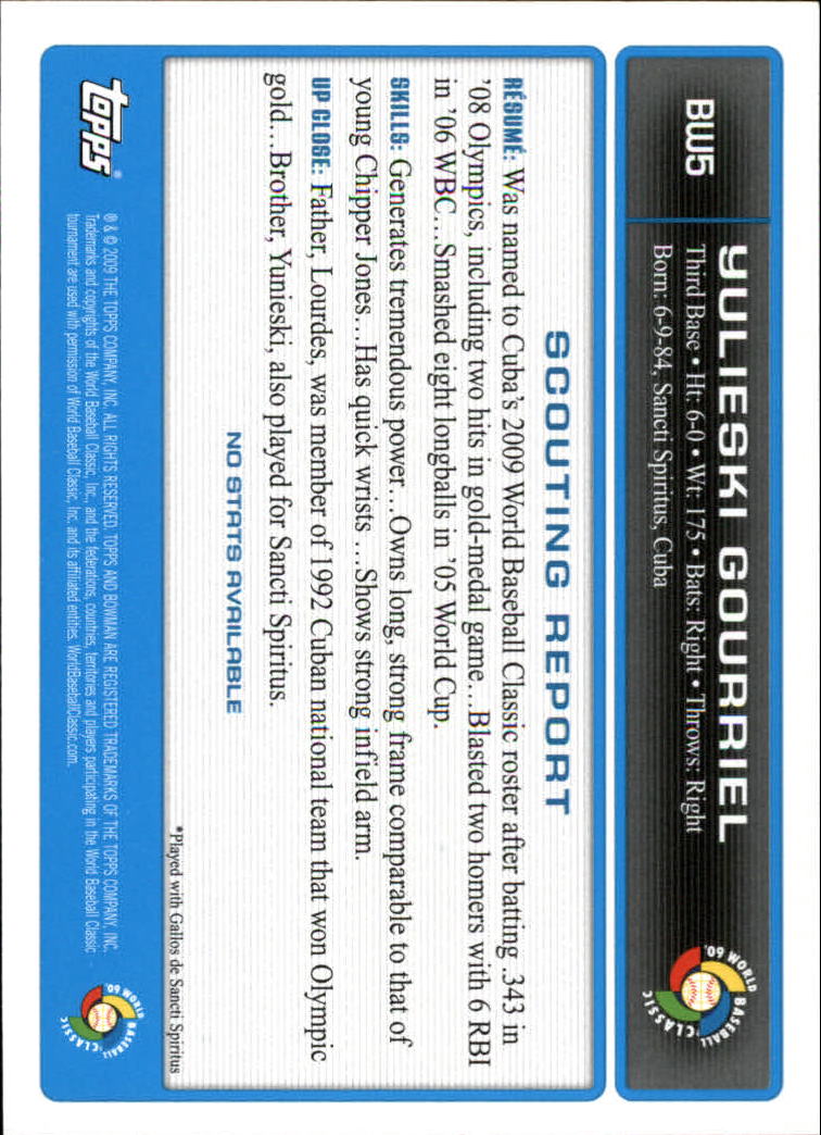 2009 Bowman Baseball "WBC Prospects" Insert Cards #BW1 to #BW20 - Picture 11 of 41
