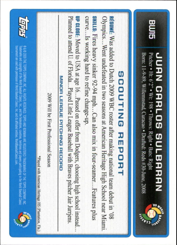 2009 Bowman Baseball "WBC Prospects" Insert Cards #BW1 to #BW20 - Picture 31 of 41