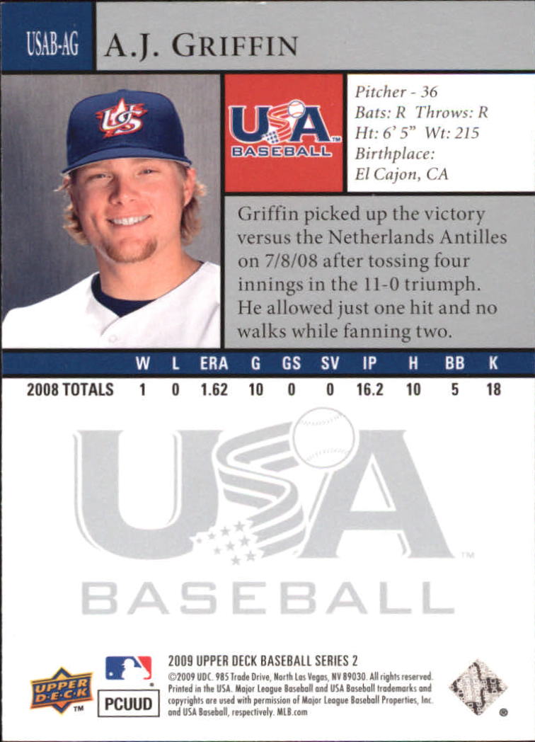 2009 Upper Deck USA National Team #AG A.J. Griffin back image