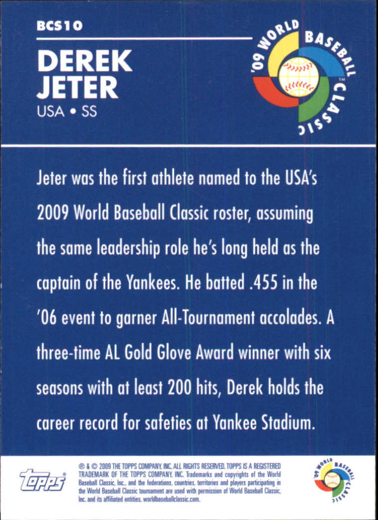2009 Topps World Baseball Classic WBC Stars #BCS10 Derek Jeter