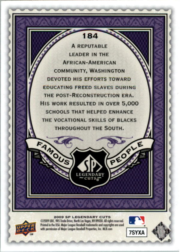 2009 SP Legendary Cuts #184 Booker T. Washington back image