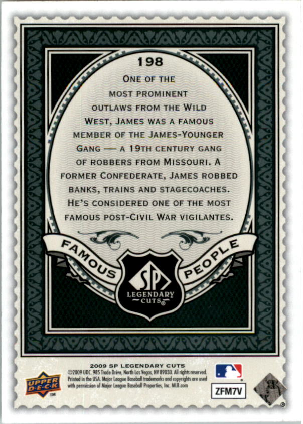 2009 SP Legendary Cuts #198 Jesse James back image