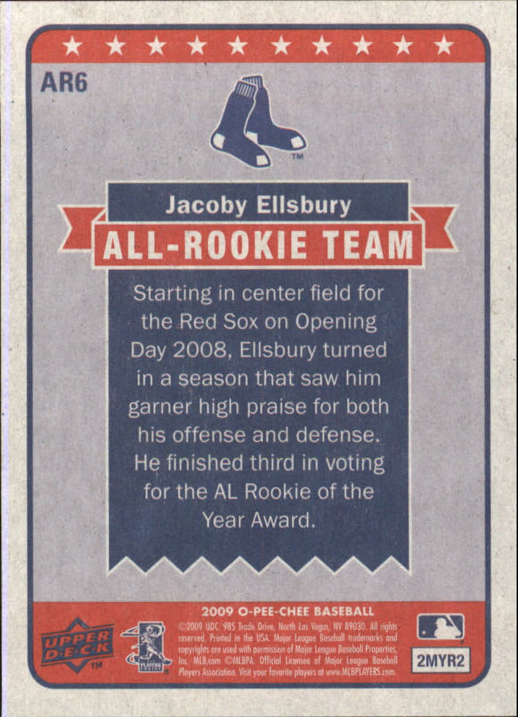 2009 O-Pee-Chee All-Rookie Team #AR6 Jacoby Ellsbury back image