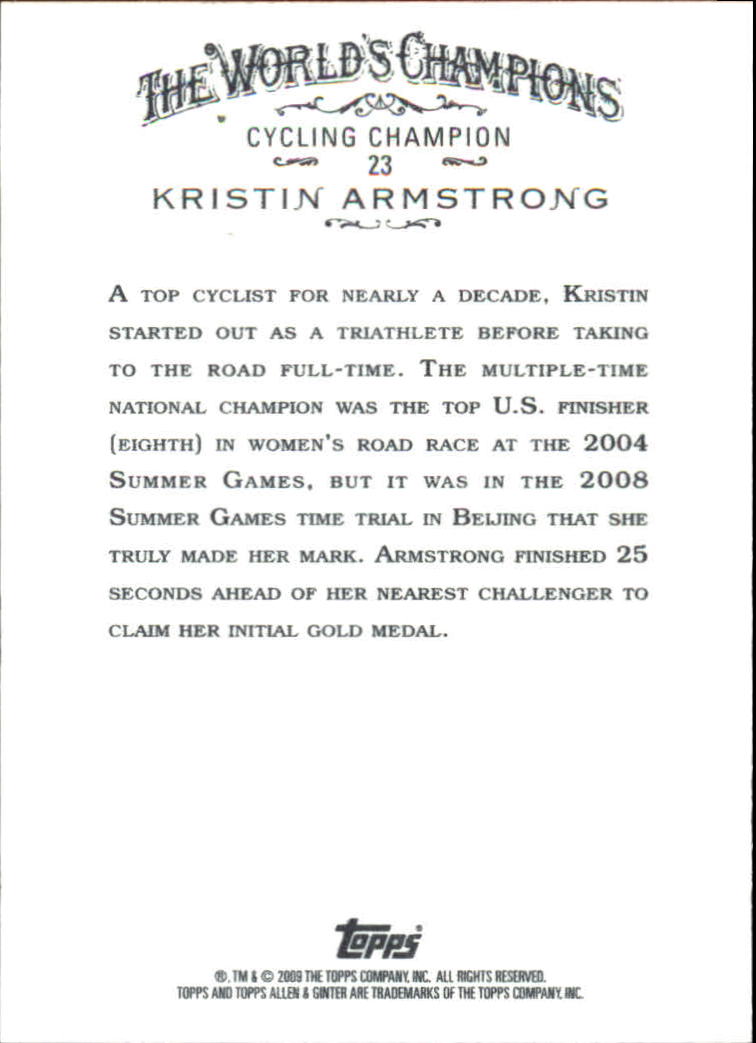 2009 Topps Allen and Ginter #23 Kristin Armstrong back image