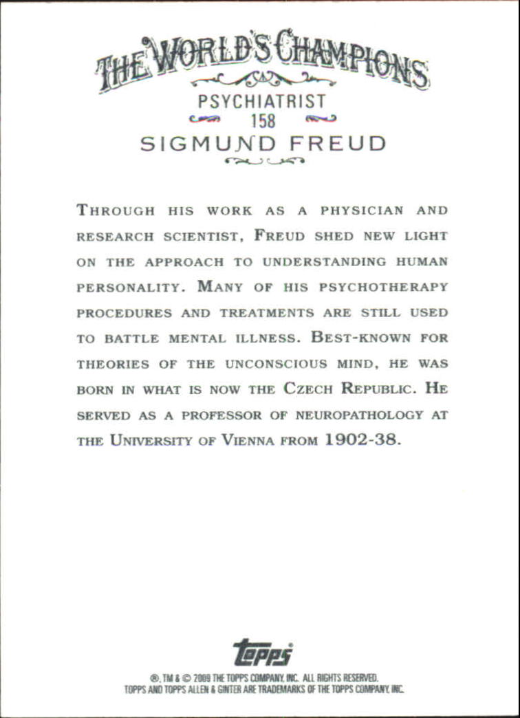 2009 Topps Allen and Ginter #158 Sigmund Freud back image
