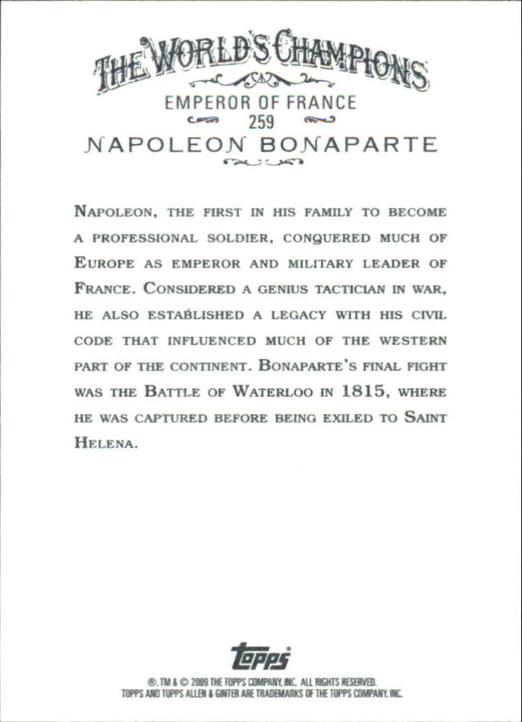 2009 Topps Allen and Ginter #259 Napoleon Bonaparte back image
