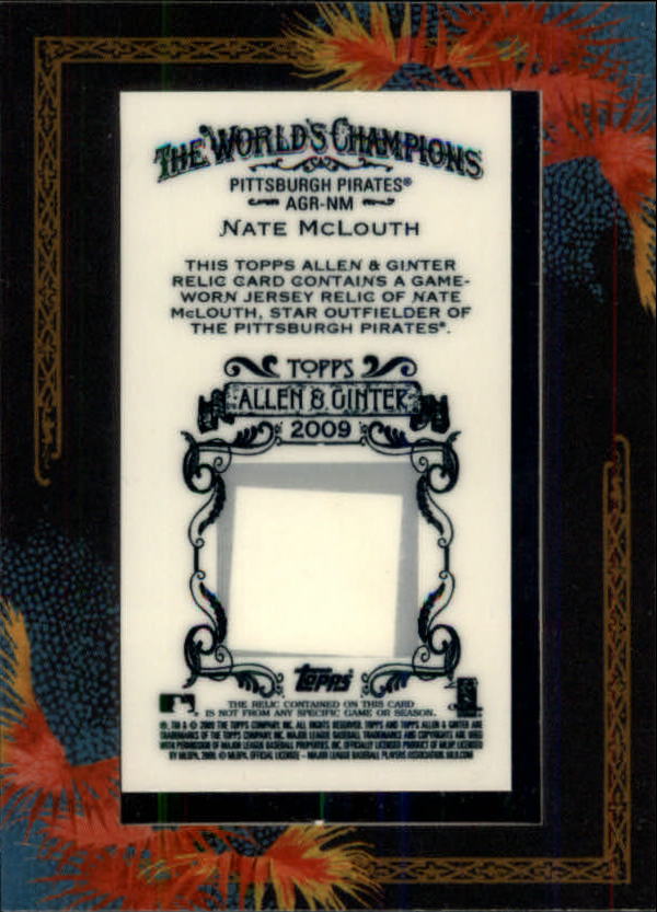 2009 Topps Allen and Ginter Relics #NM Nate McLouth Jsy D back image