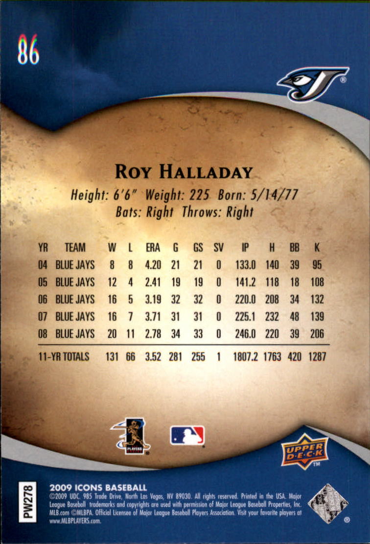 2009 Upper Deck Icons #86 Roy Halladay back image