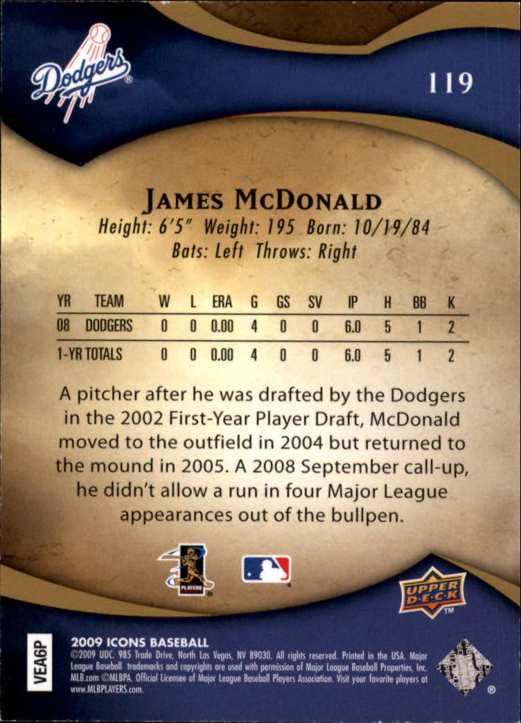 2009 Upper Deck Icons #119 James McDonald RC