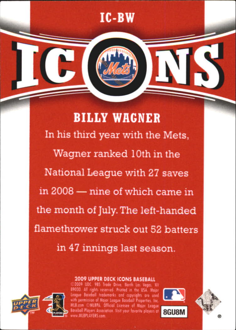 2009 Upper Deck Icons Icons #BW Billy Wagner back image