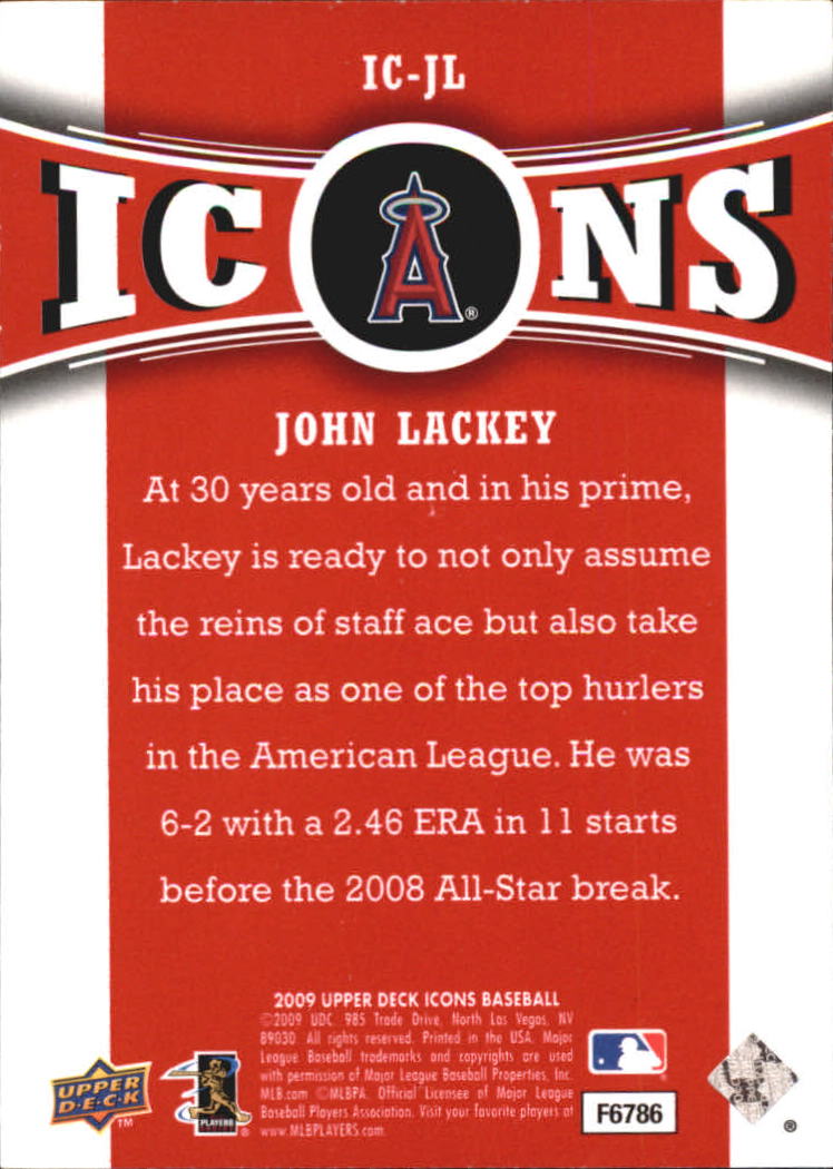 2009 Upper Deck Icons Icons #JL John Lackey back image