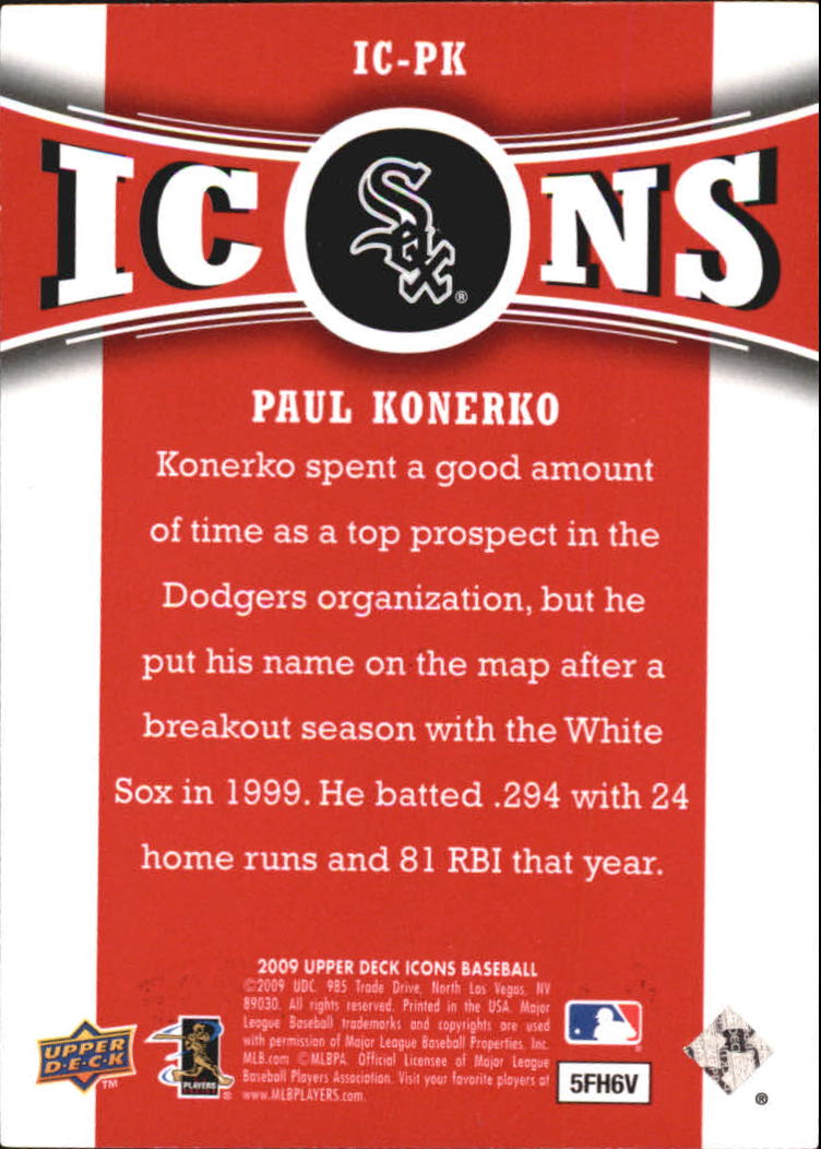 2009 Upper Deck Icons Icons #PK Paul Konerko back image