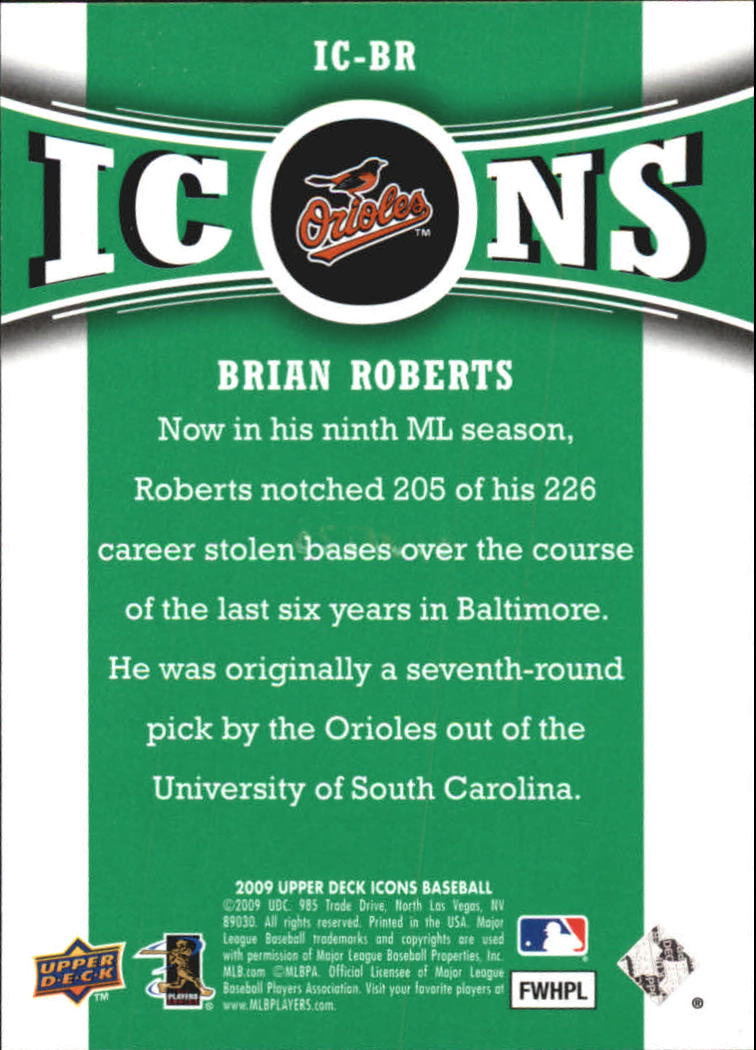 2009 Upper Deck Icons Icons Green #BR Brian Roberts back image