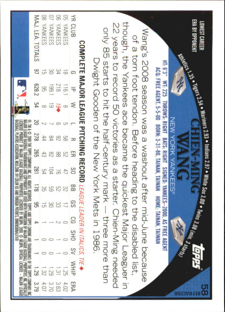 2009 Topps Chrome Refractors #58 Chien-Ming Wang back image