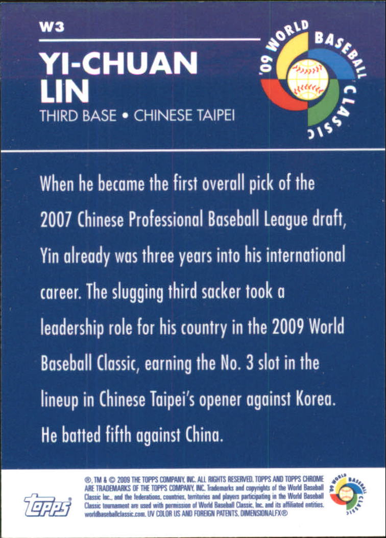 2009 Topps Chrome World Baseball Classic #W3 Yi-Chuan Lin back image