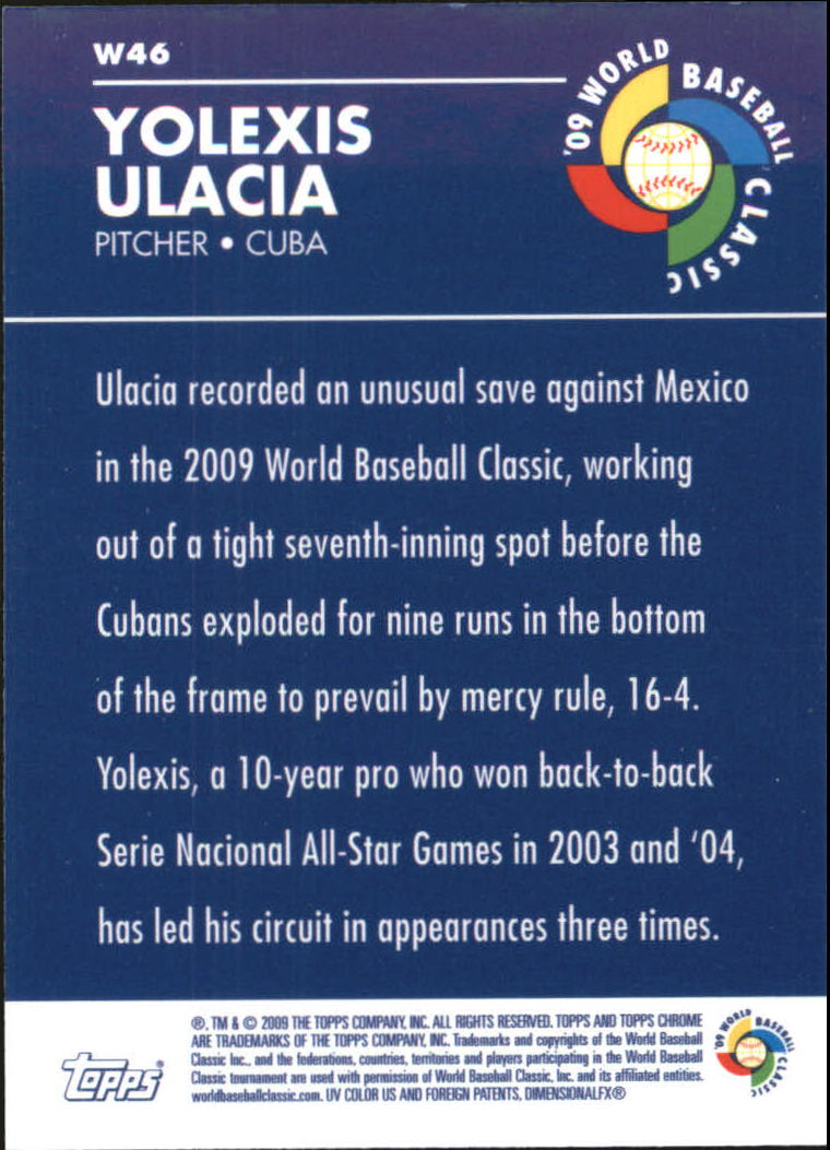 2009 Topps Chrome World Baseball Classic #W46 Yolexis Ulacia back image