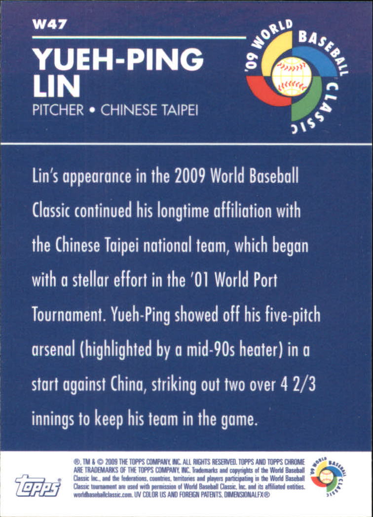 2009 Topps Chrome World Baseball Classic #W47 Yueh-Ping Lin back image