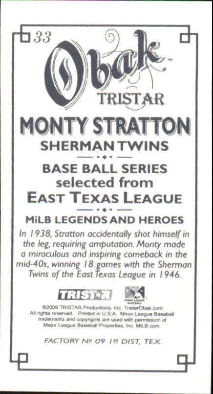 2009 TRISTAR Obak Mini T212 #33 Monty Stratton back image