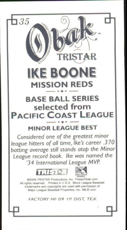 2009 TRISTAR Obak Mini T212 #35 Ike Boone back image