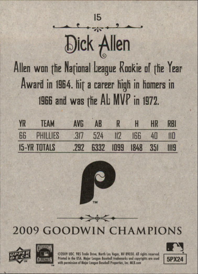 2009 Upper Deck Goodwin Champions #15 Dick Allen CL back image