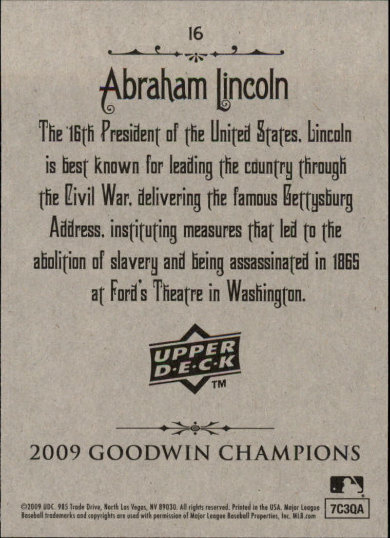 2009 Upper Deck Goodwin Champions #16 Abraham Lincoln back image