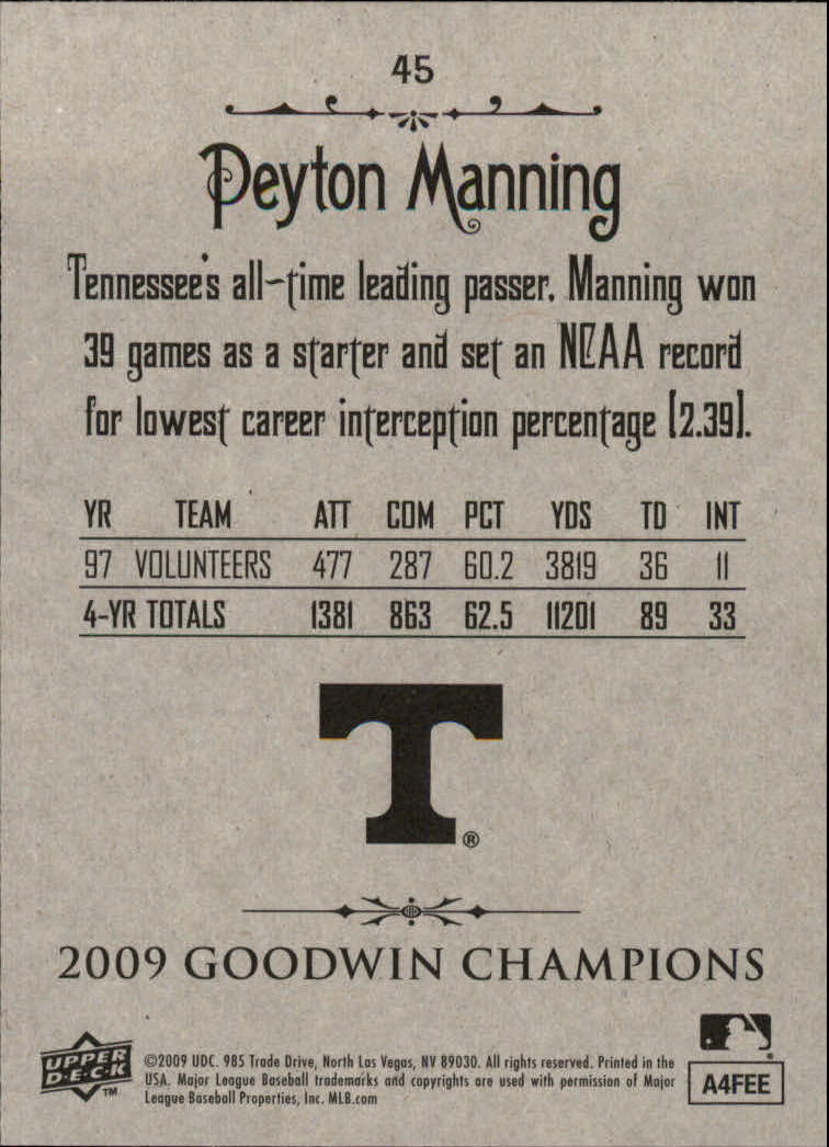 2009 Upper Deck Goodwin Champions #45 Peyton Manning back image