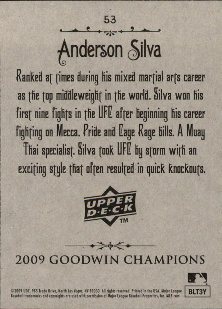 2009 Upper Deck Goodwin Champions #53 Anderson Silva back image