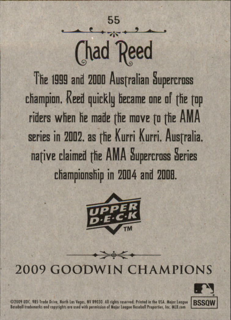 2009 Upper Deck Goodwin Champions #55 Chad Reed back image