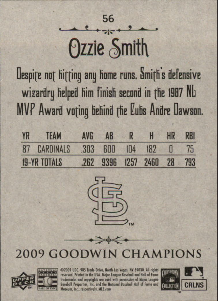 2009 Upper Deck Goodwin Champions #56a Ozzie Smith Day back image