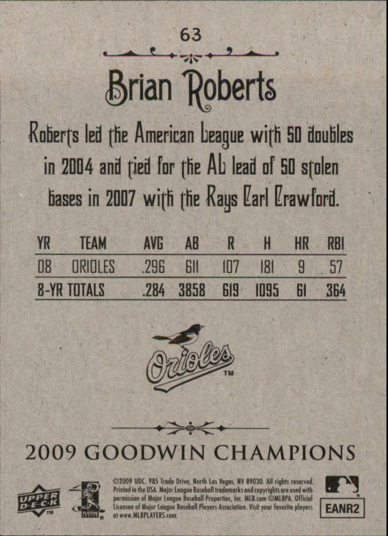 2009 Upper Deck Goodwin Champions #63 Brian Roberts back image
