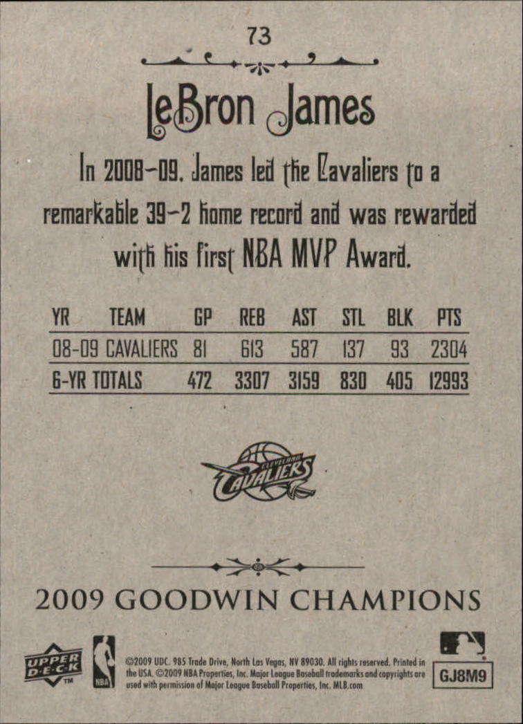 2009 Upper Deck Goodwin Champions #73 LeBron James back image