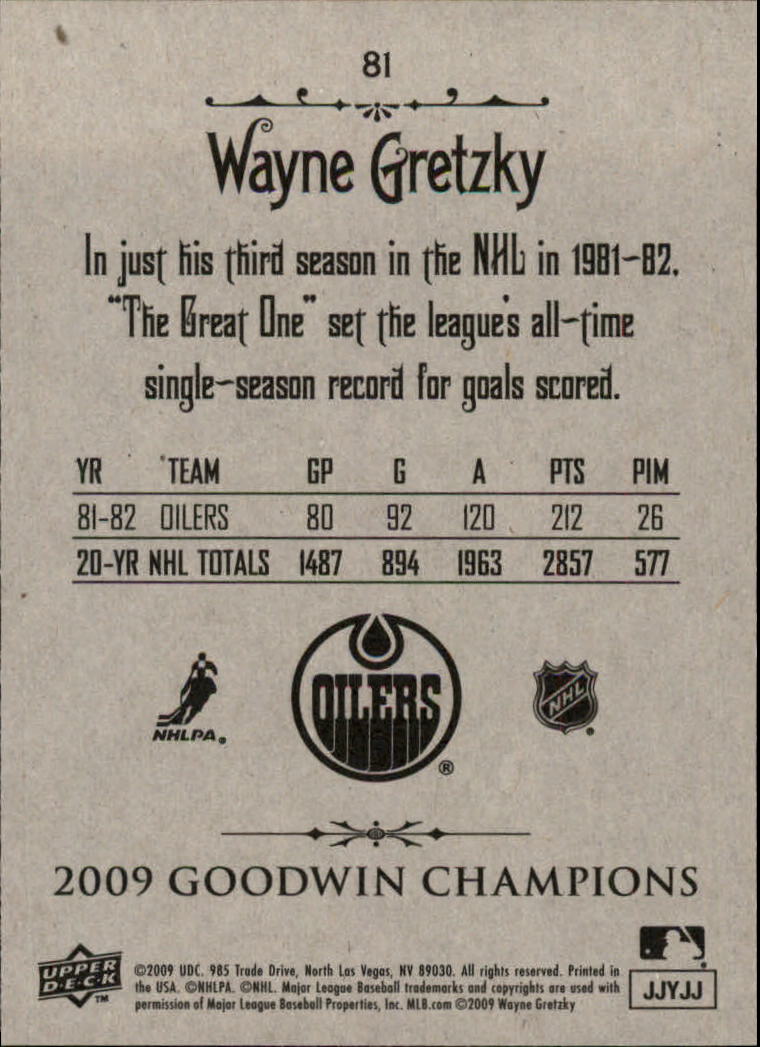 2009 Upper Deck Goodwin Champions #81 Wayne Gretzky back image