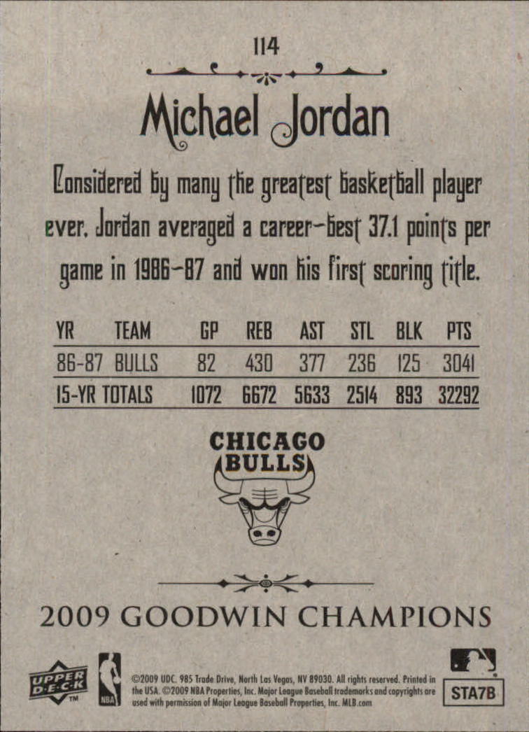 2009 Upper Deck Goodwin Champions #114 Michael Jordan back image