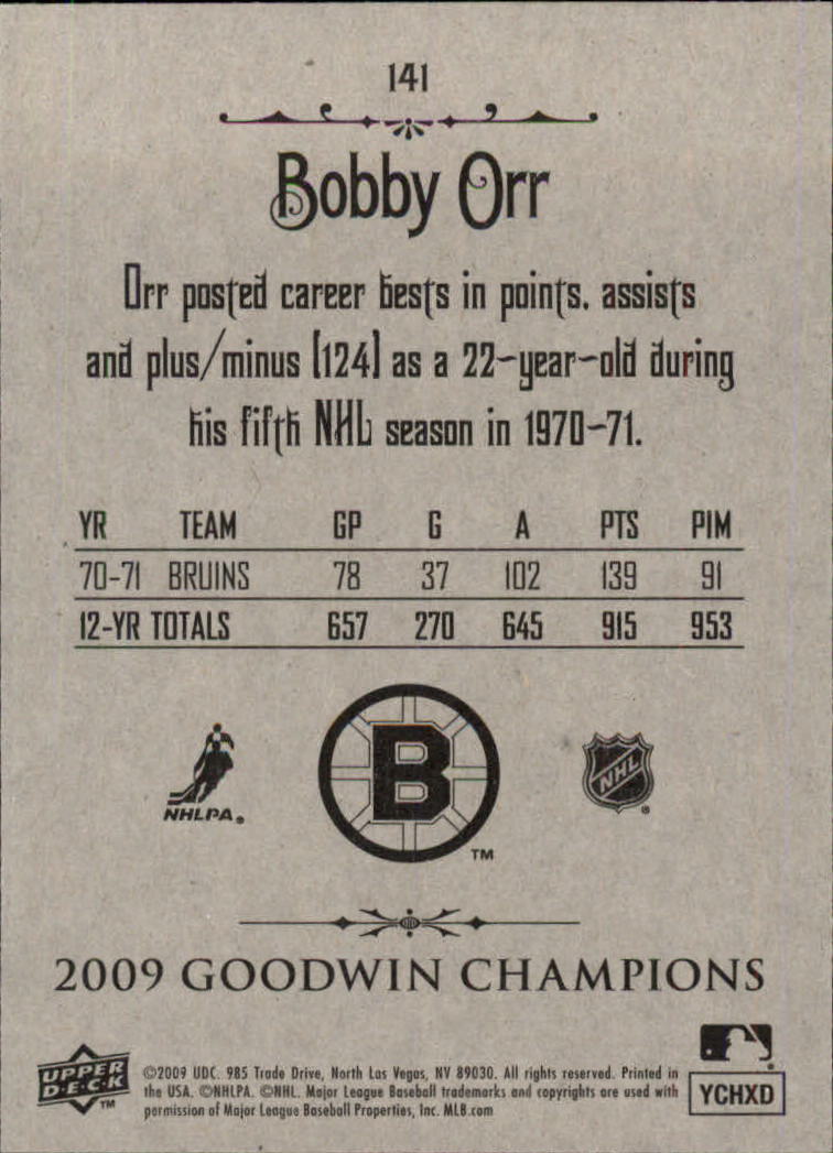 2009 Upper Deck Goodwin Champions #141 Bobby Orr back image