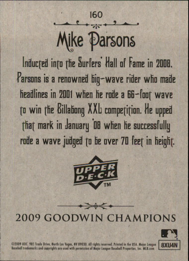 2009 Upper Deck Goodwin Champions #160 Mike Parsons SP back image