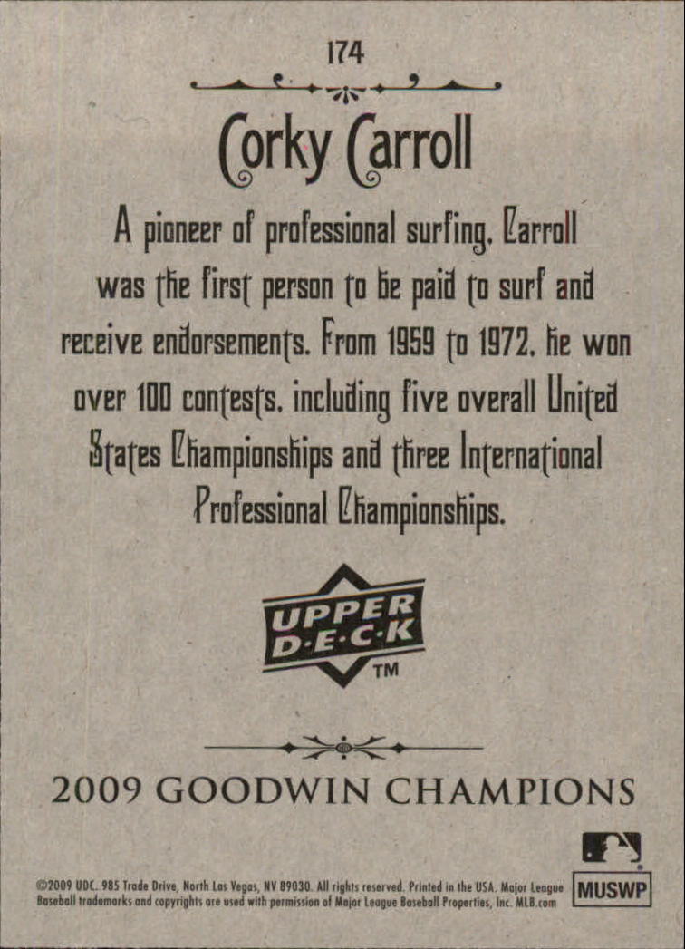 2009 Upper Deck Goodwin Champions #174 Corky Carroll SP back image