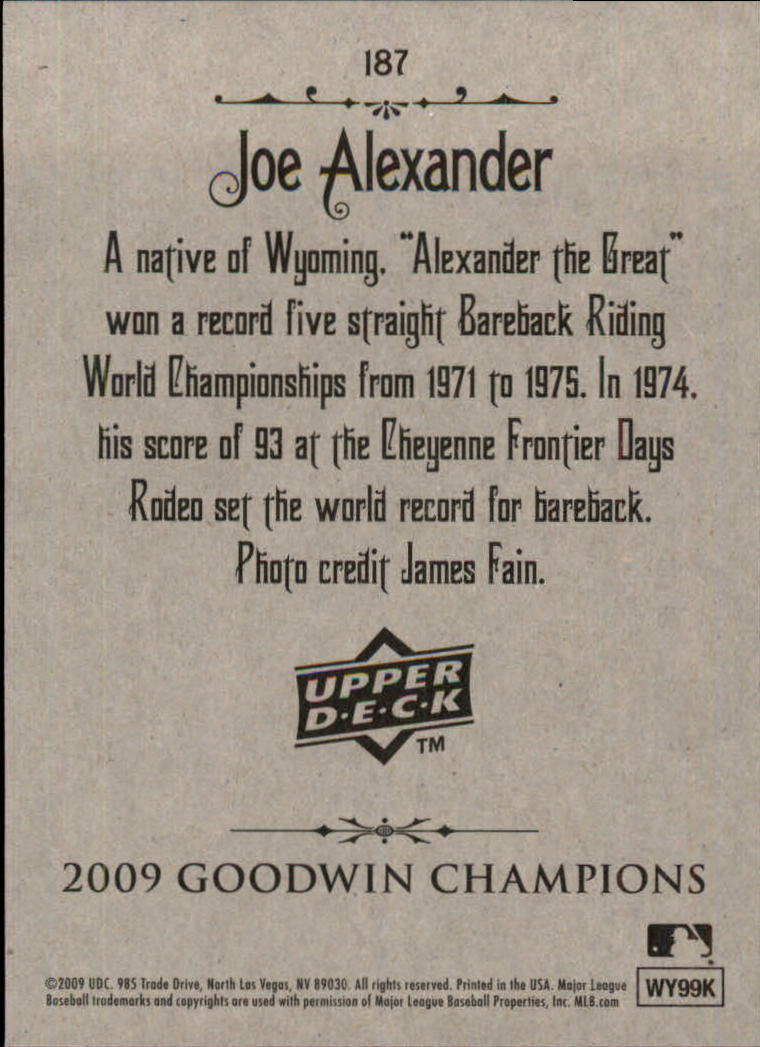 2009 Upper Deck Goodwin Champions #187 Joe Alexander SP back image