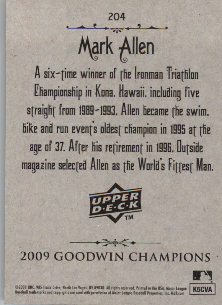 2009 Upper Deck Goodwin Champions #204 Mark Allen SP back image