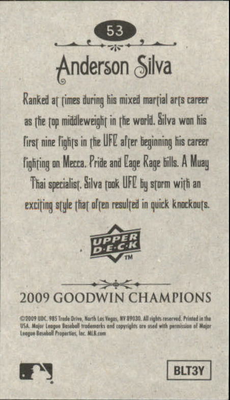 2009 Upper Deck Goodwin Champions Mini #53 Anderson Silva back image