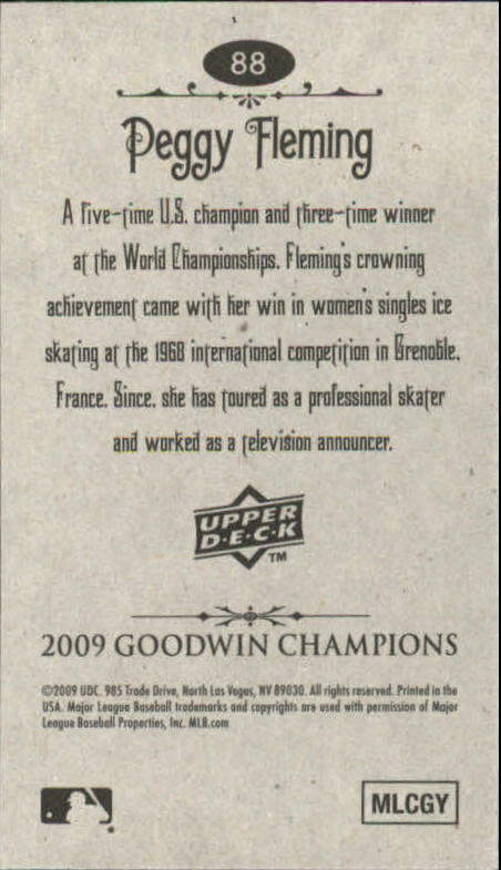 2009 Upper Deck Goodwin Champions Mini #88 Peggy Fleming back image