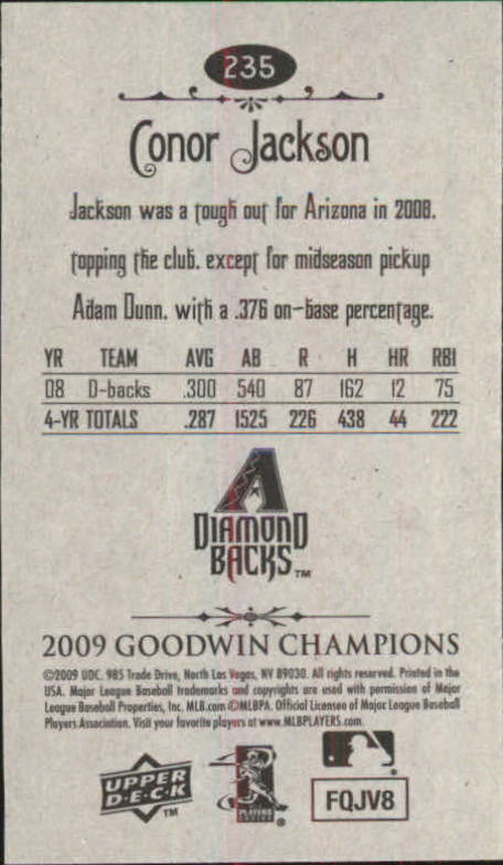 2009 Upper Deck Goodwin Champions Mini #235 Conor Jackson EXT back image