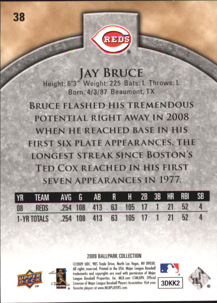 2009 Upper Deck Ballpark Collection #38 Jay Bruce back image