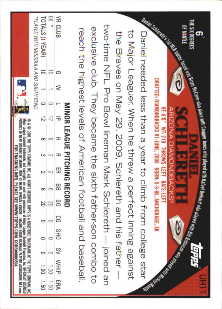 2009 Topps Update #UH11 Daniel Schlereth RC back image