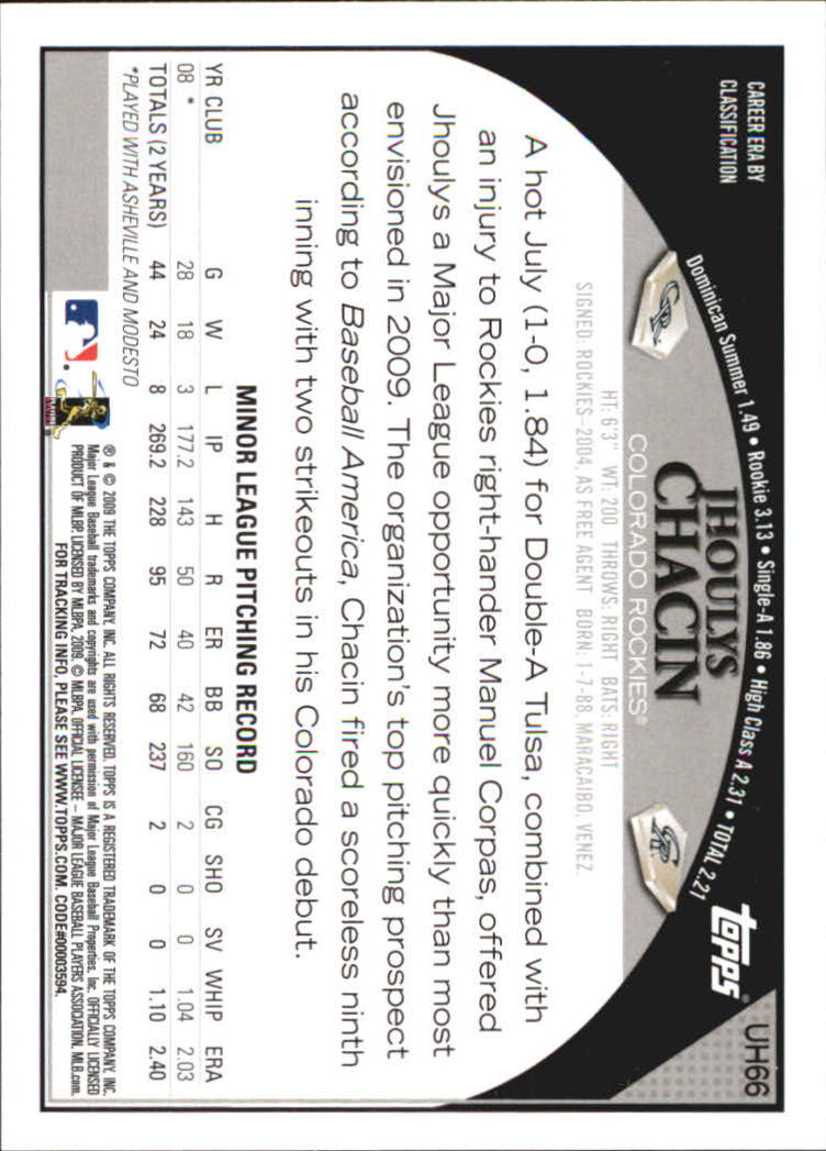 2009 Topps Update #UH66 Jhoulys Chacin RC back image